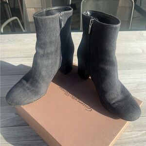 Gianvito Rossi Margaux denim block heel ankle boot